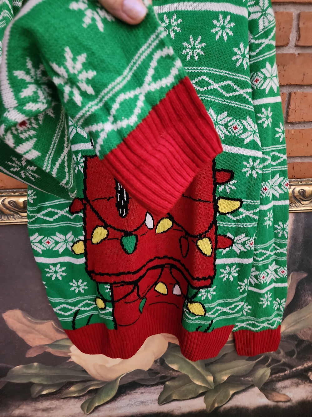 Peanuts Green & Red Snoopy Holiday Crewneck Sweater - Picture 6 of 9